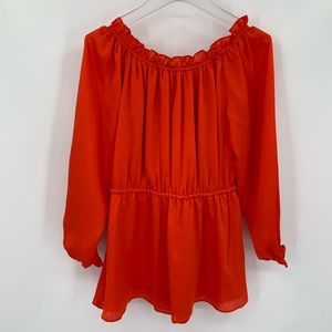 DVF Camila Spicy Orange off the shoulder blouse top new 4